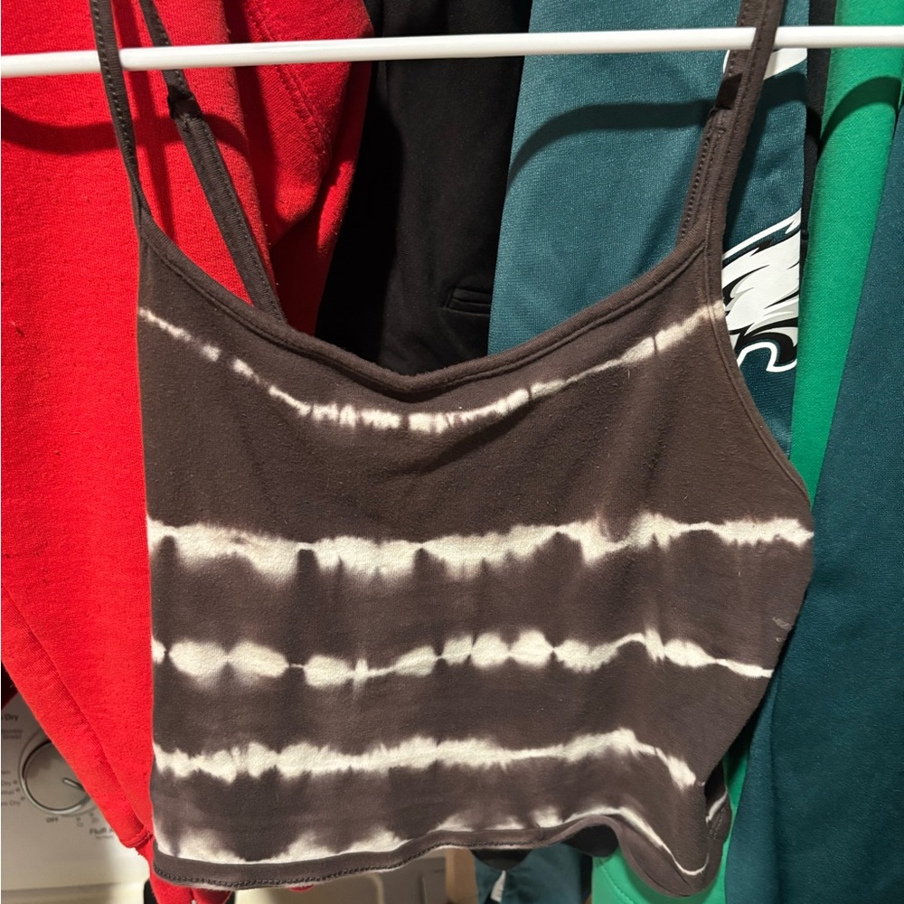 American Eagle Outfitters Brown and White Tie-Dye Tank Top